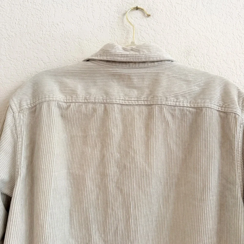 Banana Republic Mens Corduroy Shacket Shirt Beige Long Sleeve Cotton Med